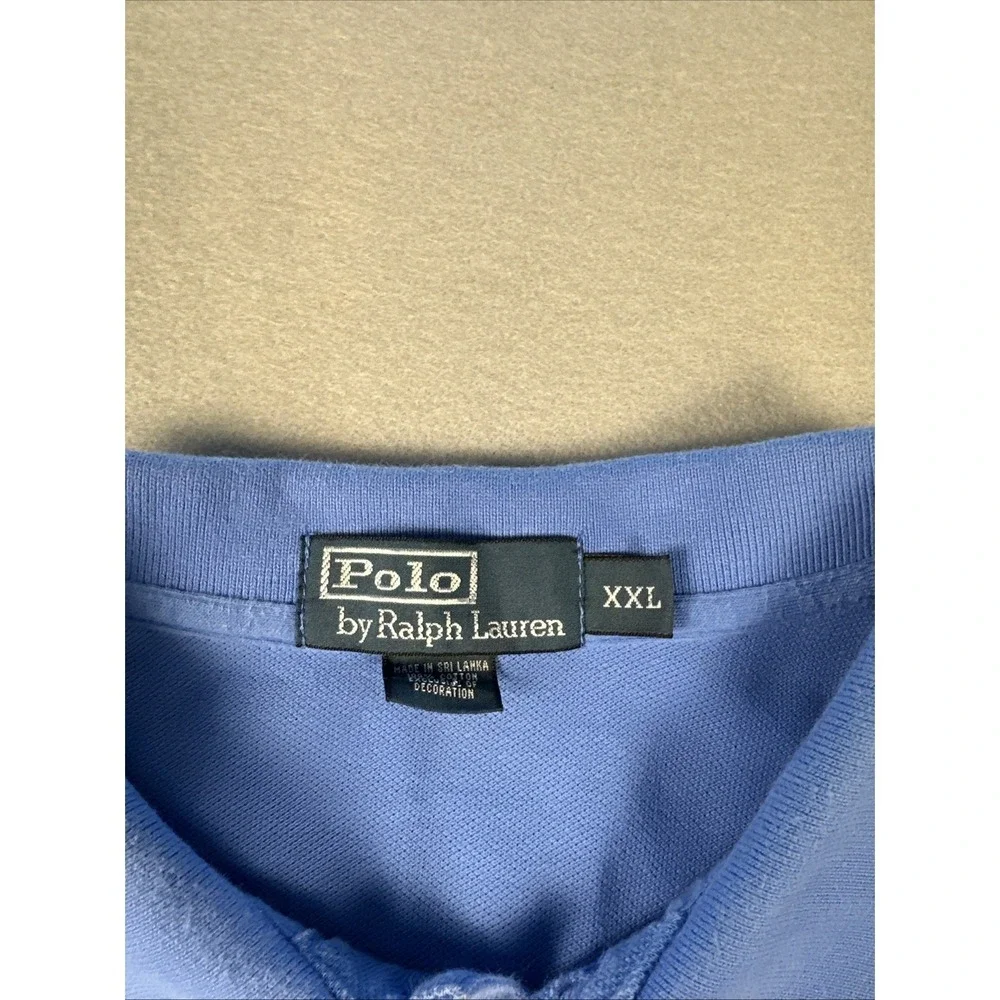 VTG Polo Ralph Lauren Polo Shirt Men XXL 2XL Light Blue Yellow Pony Short Sleeve